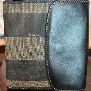 Fendi Black and Tan Striped Wallet